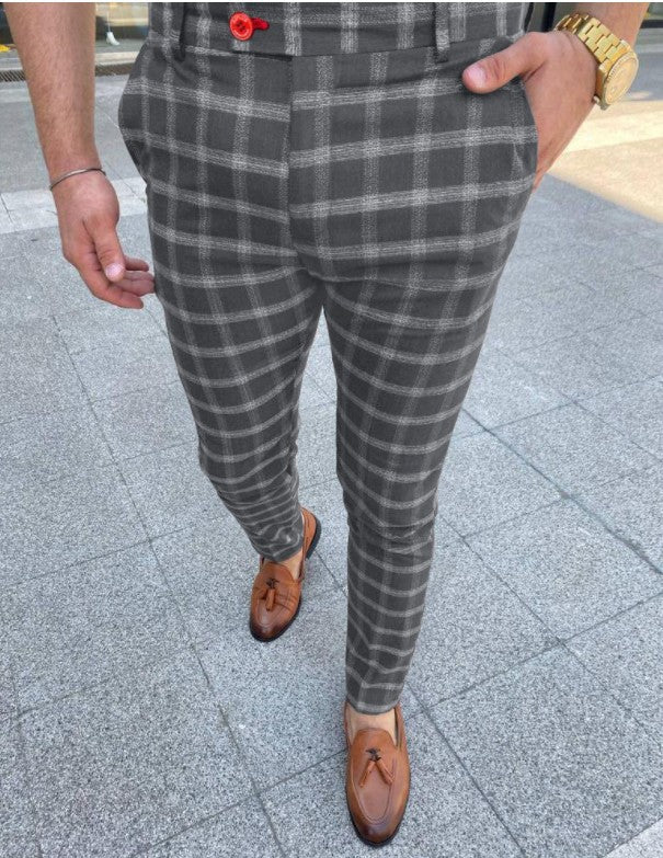 Men's Business Checked Casual Pants