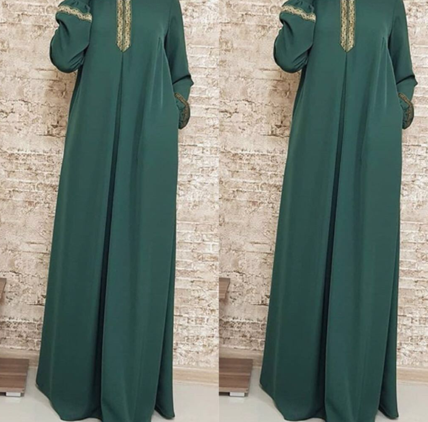 Women Plus Size Print Abaya Jilbab Muslim Maxi Dress