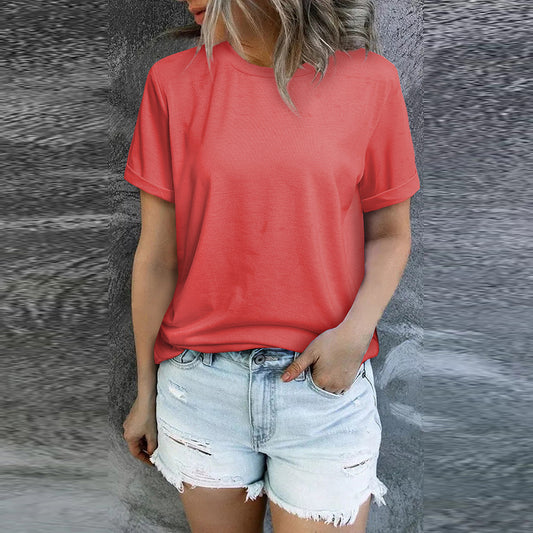 Solid Color Casual Short-sleeved Top Ladies