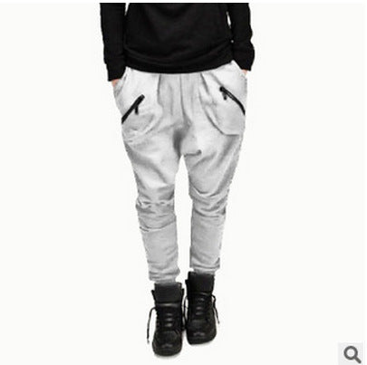 Men's low waist zipper casual harem pants