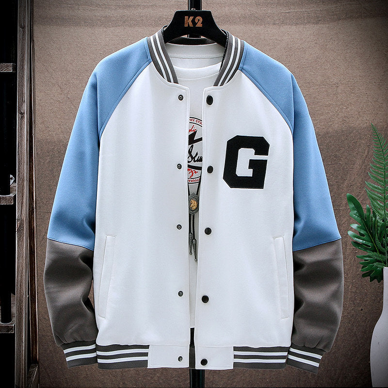 Men's Casual Jacket Trend Stand-Up Collar Tooling Jacket Handsome Baseball Uniform Top