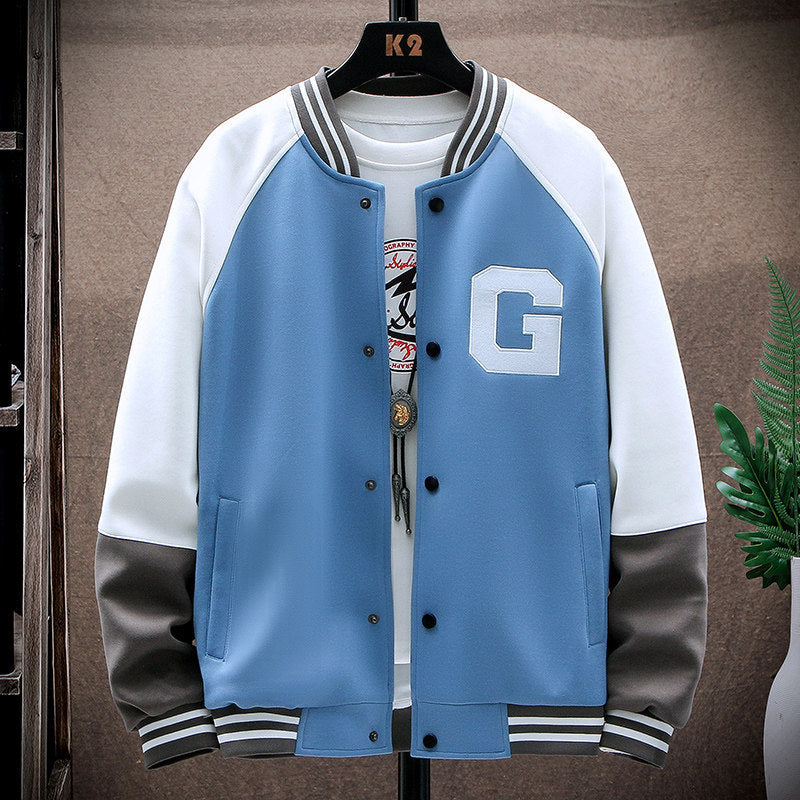 Men's Casual Jacket Trend Stand-Up Collar Tooling Jacket Handsome Baseball Uniform Top