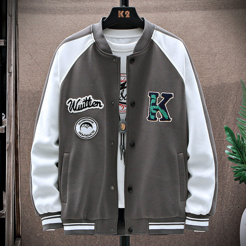 Men's Casual Jacket Trend Stand-Up Collar Tooling Jacket Handsome Baseball Uniform Top