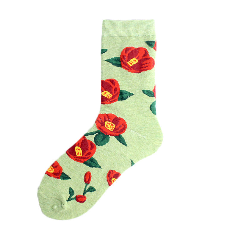 Sunflower Flower Cotton Socks Ladies College Style