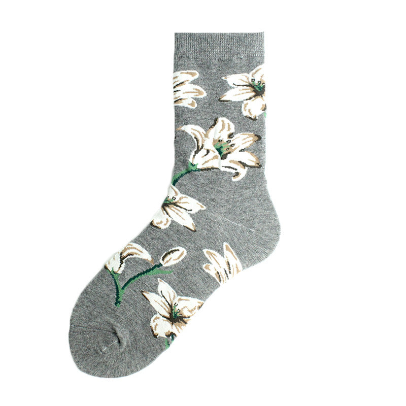 Sunflower Flower Cotton Socks Ladies College Style