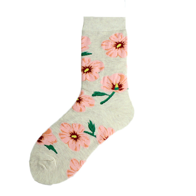 Sunflower Flower Cotton Socks Ladies College Style