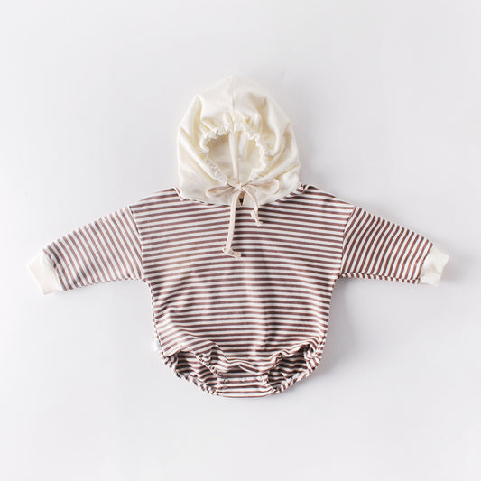 Ins Autumn Baby Striped Baby Clothes Hooded