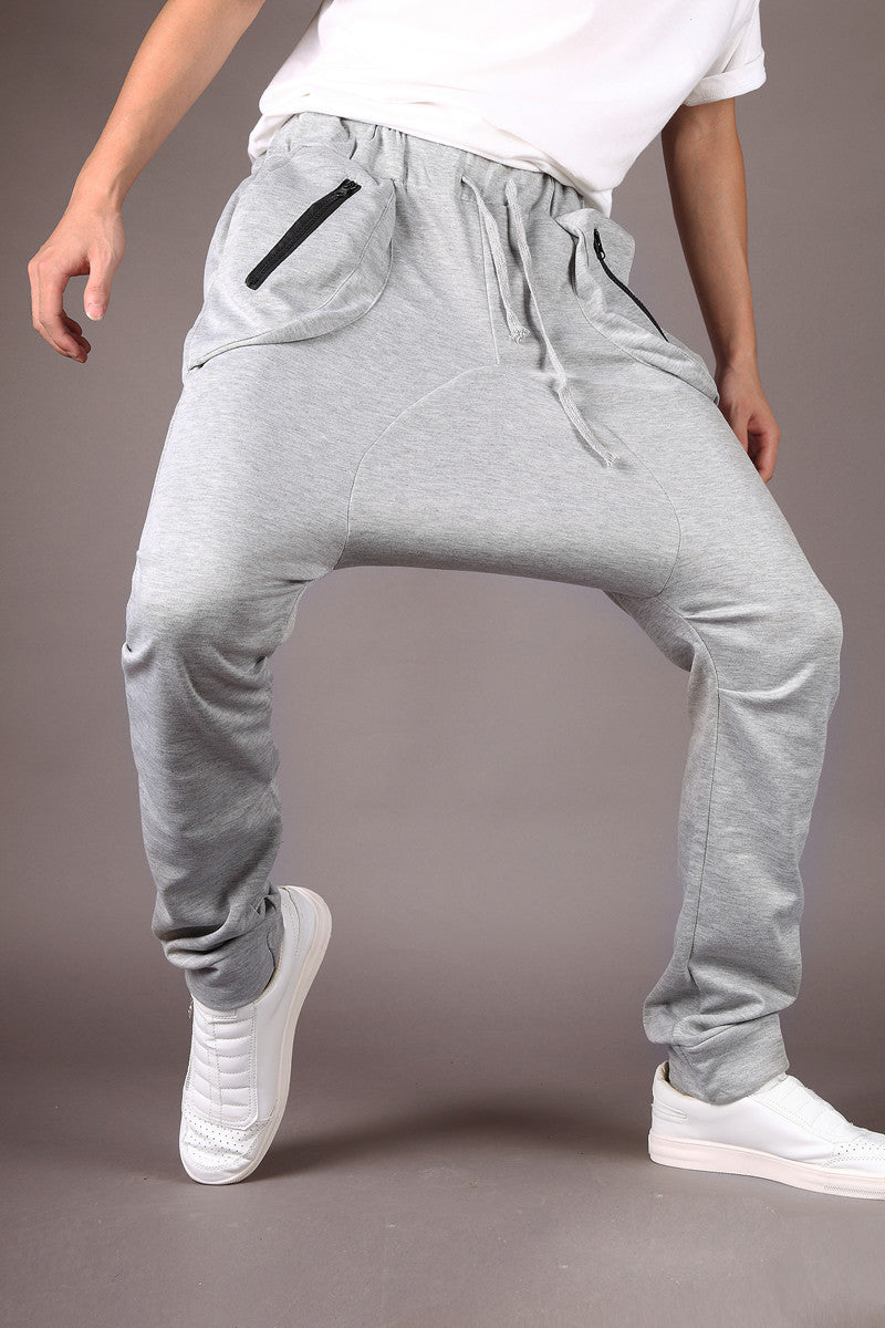 Men's low waist zipper casual harem pants