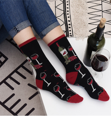 wine woman socks