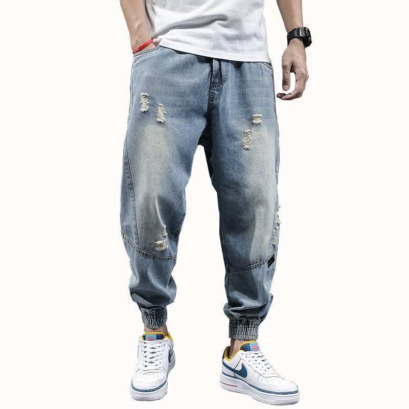 Men's Korean Style Cropped Trousers  Trendy Casual Loose Harem Pants