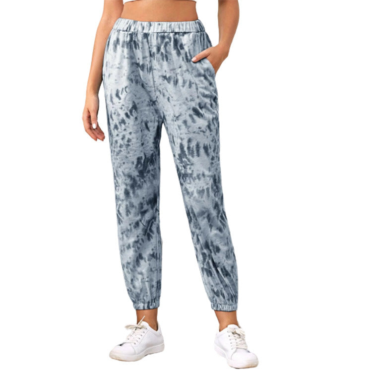 Women's Tie-dye Print Gradient Sport Casual Trousers