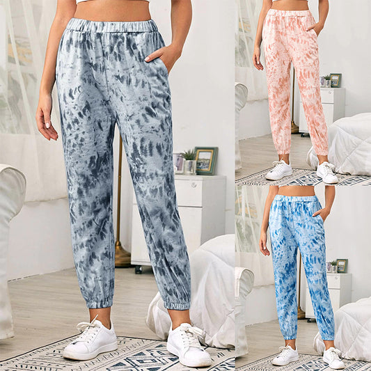 Women's Tie-dye Print Gradient Sport Casual Trousers