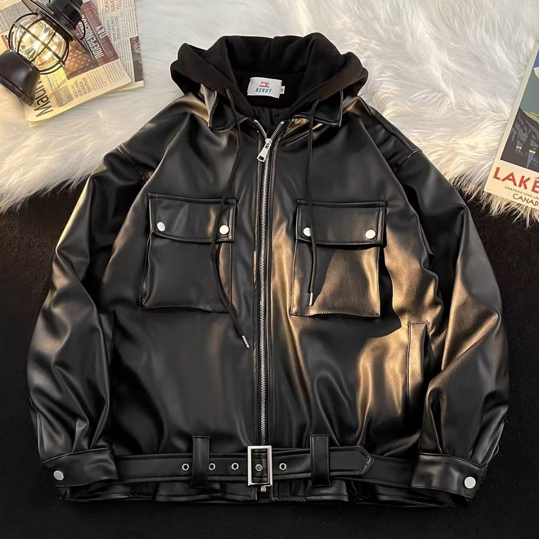 Men's Autumn Winter False-two-piece Hooded Jacket