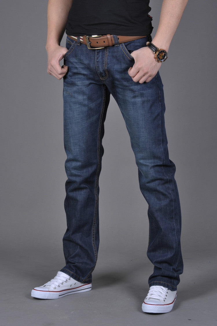 Men's Denim Long Pants Trendy Men's Denim Straight-Leg Pants