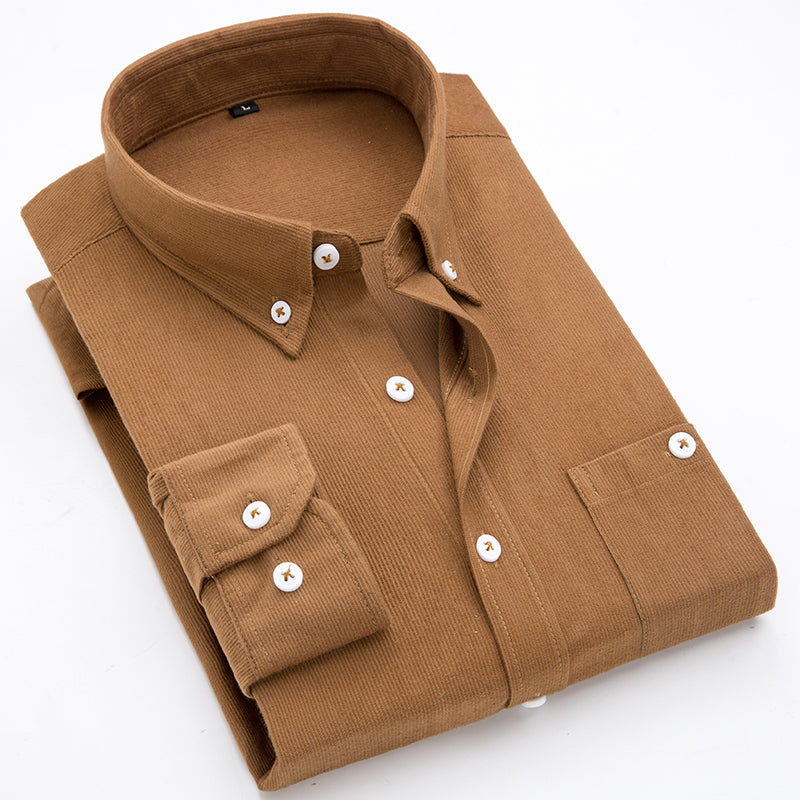 Shirt Men's Spring And Autumn Pure Color Pure Cotton Corduroy Long-sleeved Shirt Youth British Style Thin Shirt Jacket