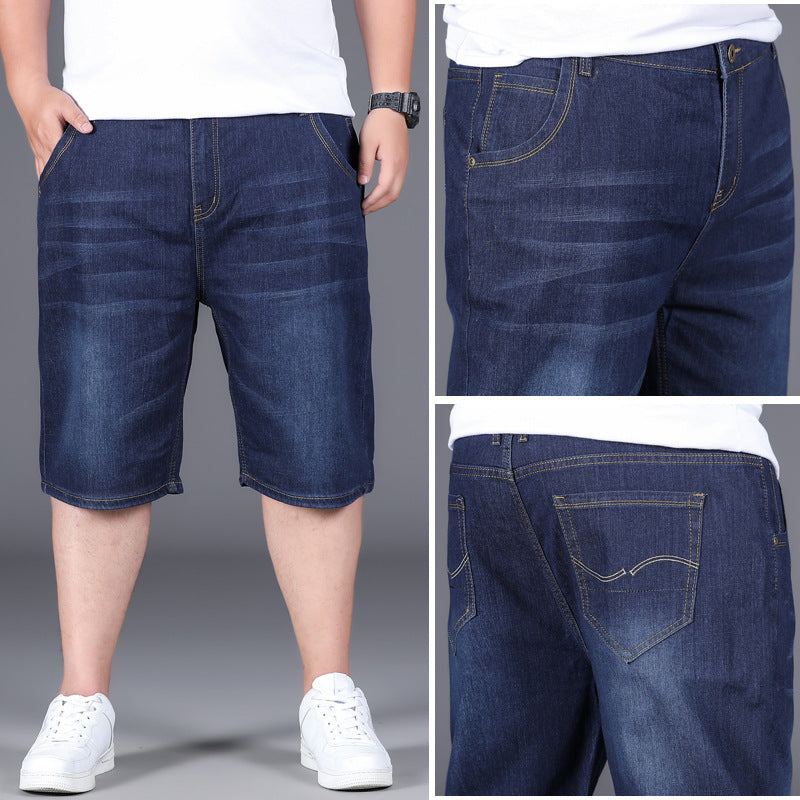 Plus Size Denim Shorts Men's Summer Business Loose Plus Fat