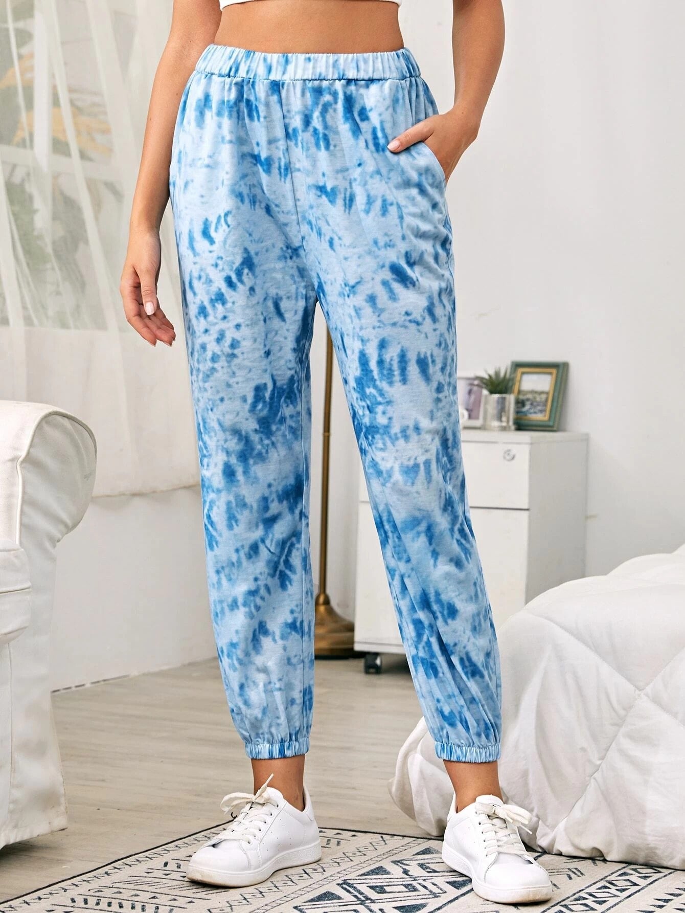 Women's Tie-dye Print Gradient Sport Casual Trousers