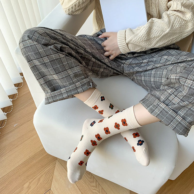 Socks Female Literary Fan In Tube Cotton