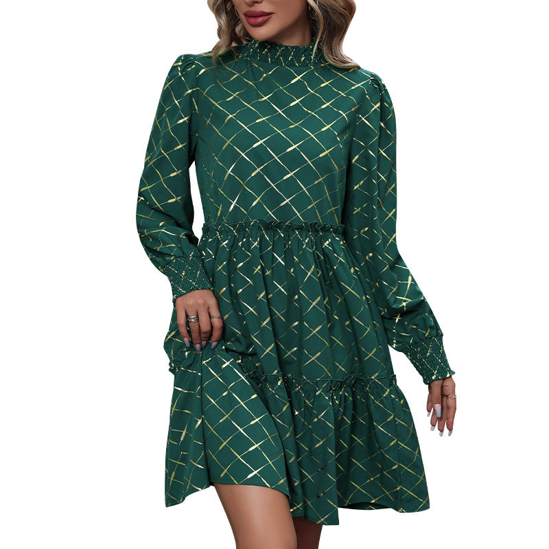 Fashion Women's Wear Diamond Long Sleeve Dress