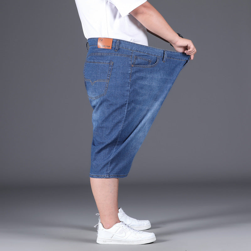 Plus Size Denim Shorts Men's Summer Business Loose Plus Fat