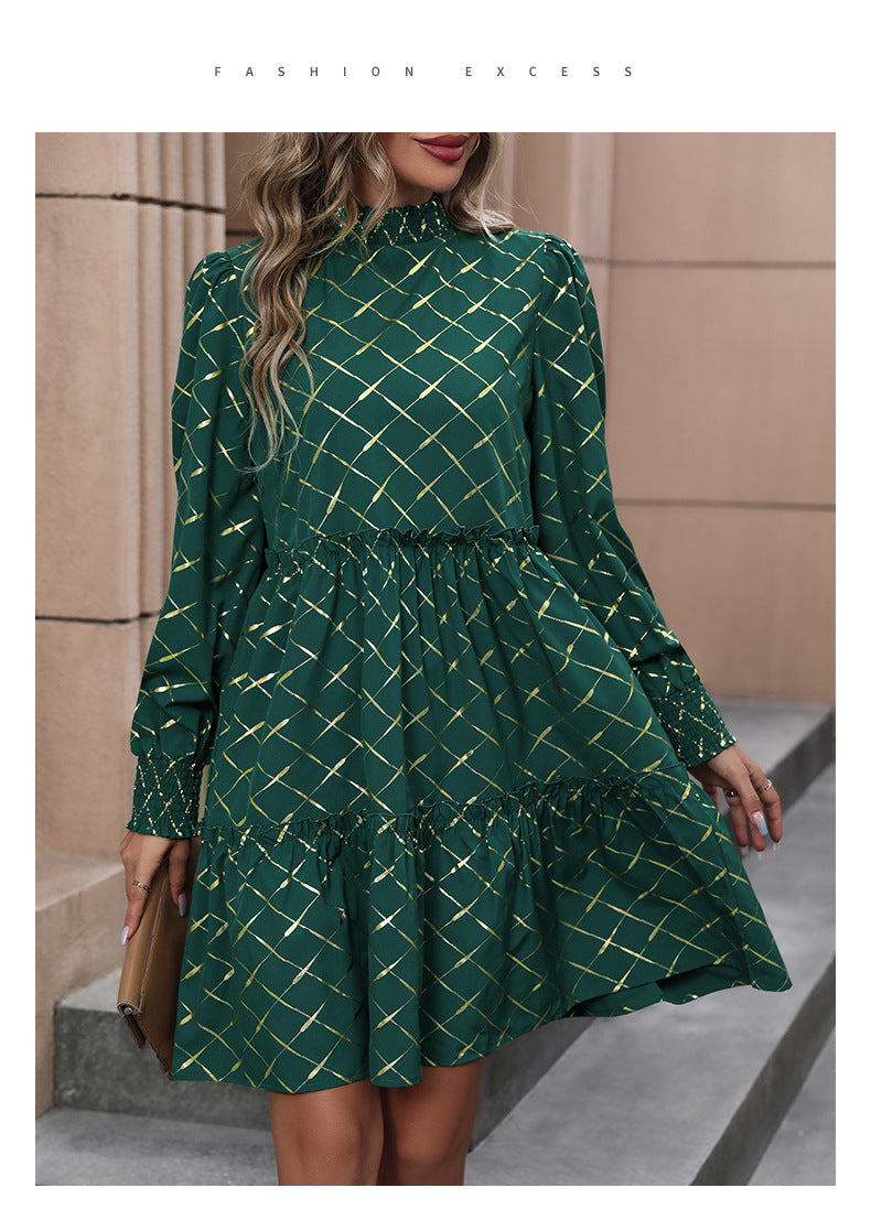 Fashion Women's Wear Diamond Long Sleeve Dress