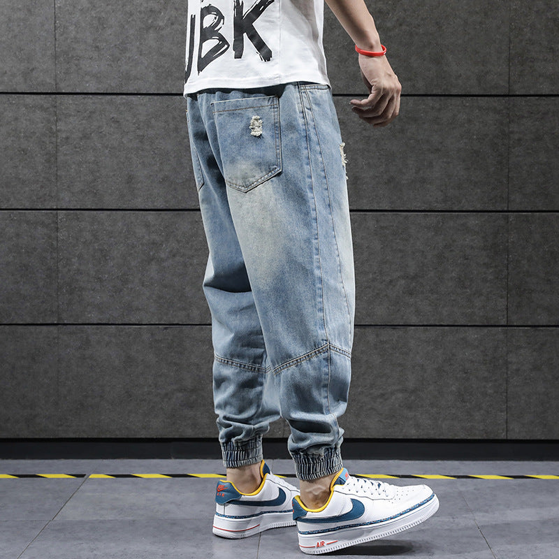 Men's Korean Style Cropped Trousers  Trendy Casual Loose Harem Pants