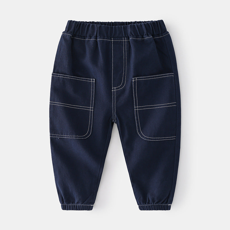 Trousers Children's Wear Trendy Handsome Mid-waist Middle And Small Boys Trousers